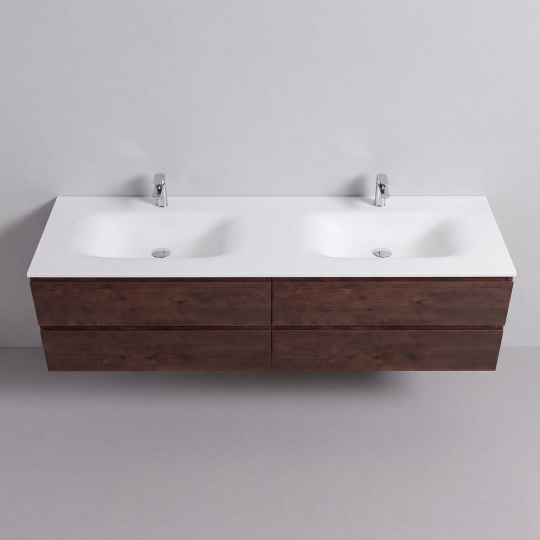 BAI Sonoma 84-inch Floating Bathroom Vanity with Matte White Double Sink