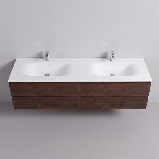 BAI Sonoma 84-inch Floating Bathroom Vanity with Matte White Double Sink
