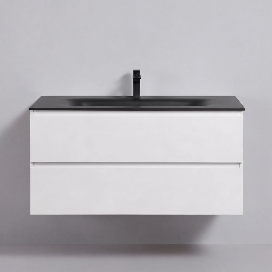 BAI Sonoma 42-inch Floating Bathroom Vanity with Matte Black Sink