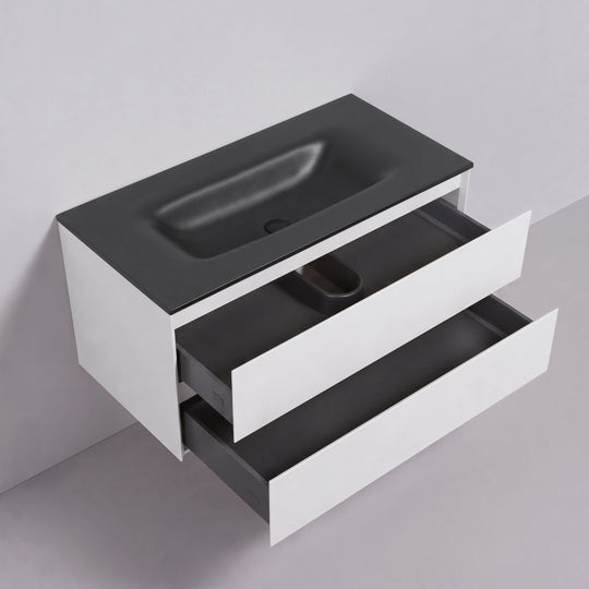 BAI Sonoma 42-inch Floating Bathroom Vanity with Matte Black Sink