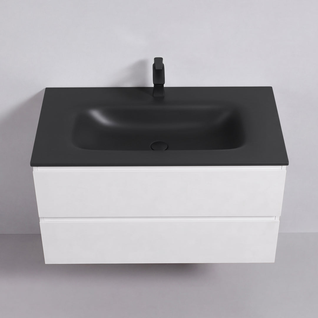 BAI Sonoma 42-inch Floating Bathroom Vanity with Matte Black Sink