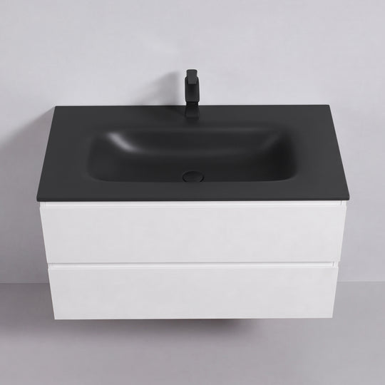 BAI Sonoma 42-inch Floating Bathroom Vanity with Matte Black Sink
