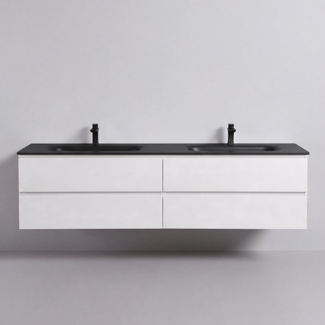 BAI Sonoma 84-inch Floating Bathroom Vanity with Matte Black Double Sink
