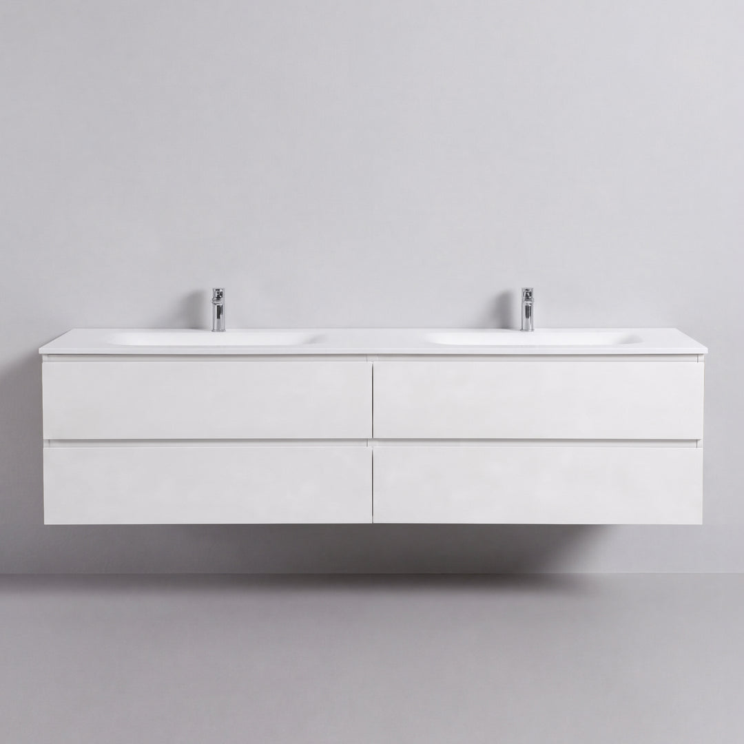 BAI Sonoma 84-inch Floating Bathroom Vanity with Matte White Double Sink