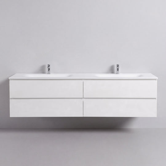 BAI Sonoma 84-inch Floating Bathroom Vanity with Matte White Double Sink