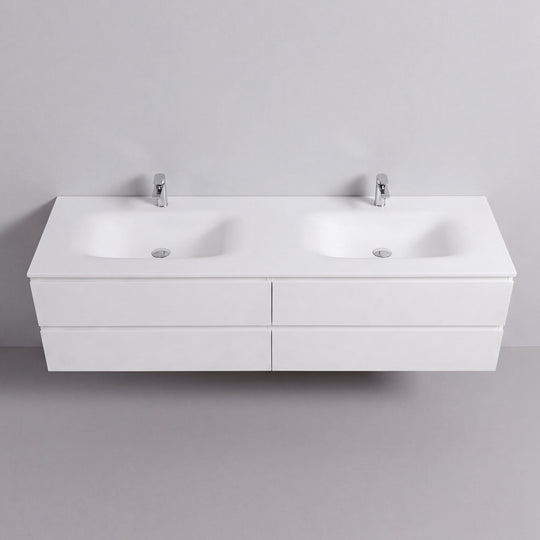 BAI Sonoma 84-inch Floating Bathroom Vanity with Matte White Double Sink