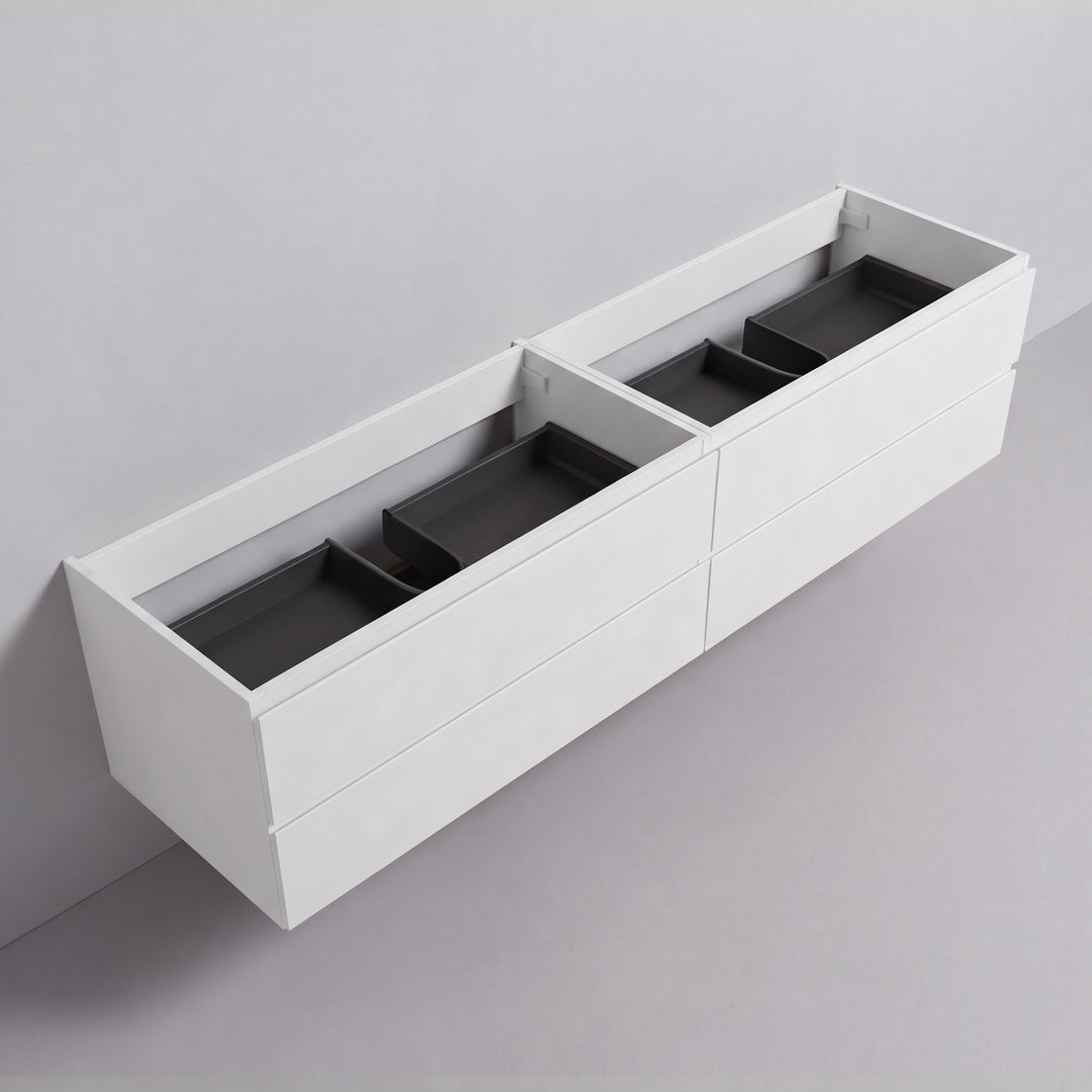 BAI Sonoma 84-inch Floating Bathroom Vanity with Matte White Double Sink