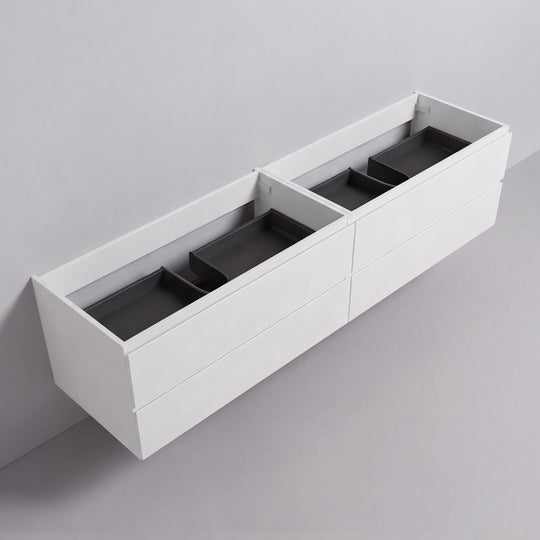 BAI Sonoma 84-inch Floating Bathroom Vanity with Matte White Double Sink