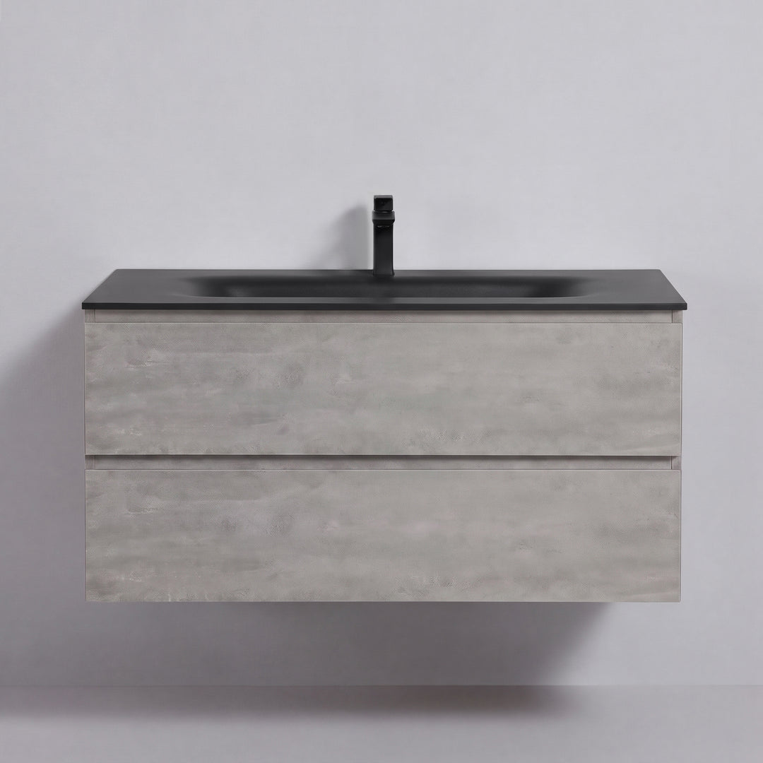 BAI Sonoma 42-inch Floating Bathroom Vanity with Matte Black Sink