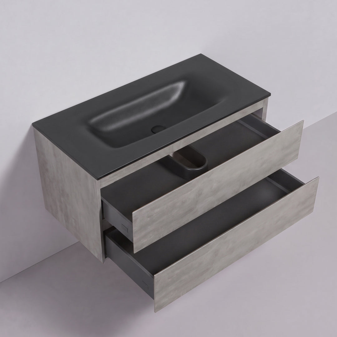 BAI Sonoma 42-inch Floating Bathroom Vanity with Matte Black Sink