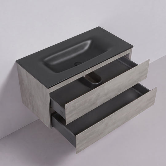 BAI Sonoma 42-inch Floating Bathroom Vanity with Matte Black Sink