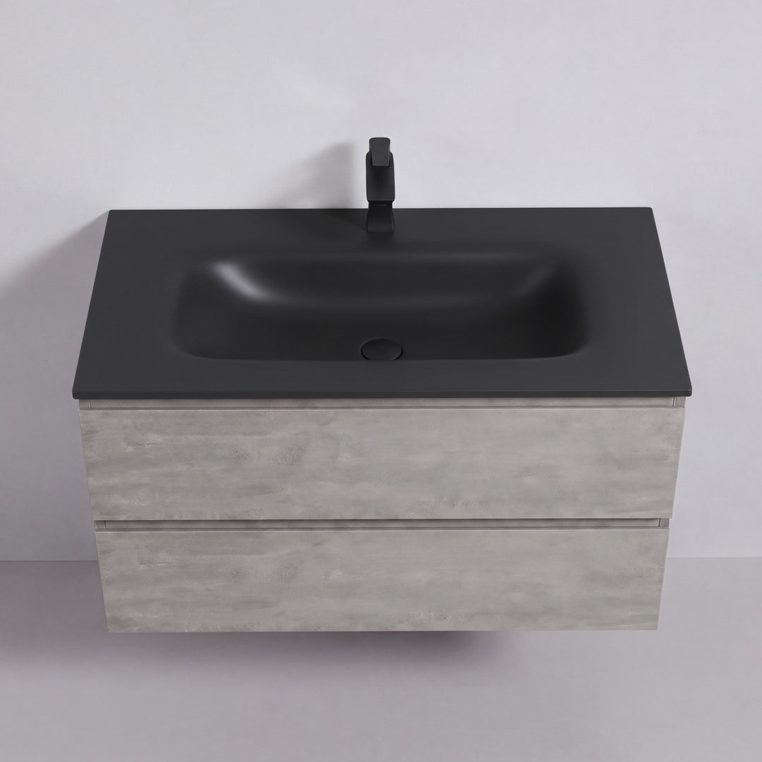 BAI Sonoma 42-inch Floating Bathroom Vanity with Matte Black Sink