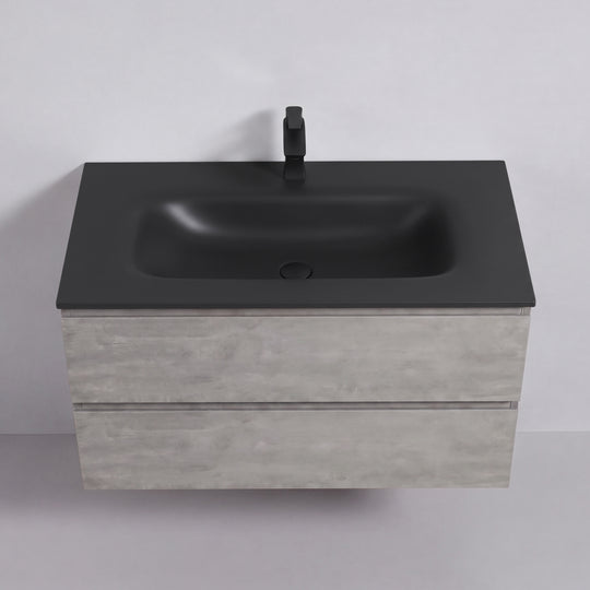 BAI Sonoma 42-inch Floating Bathroom Vanity with Matte Black Sink