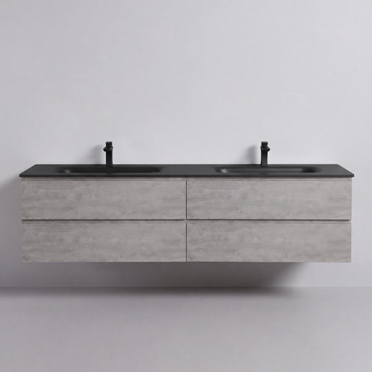 BAI Sonoma 84-inch Floating Bathroom Vanity with Matte Black Double Sink