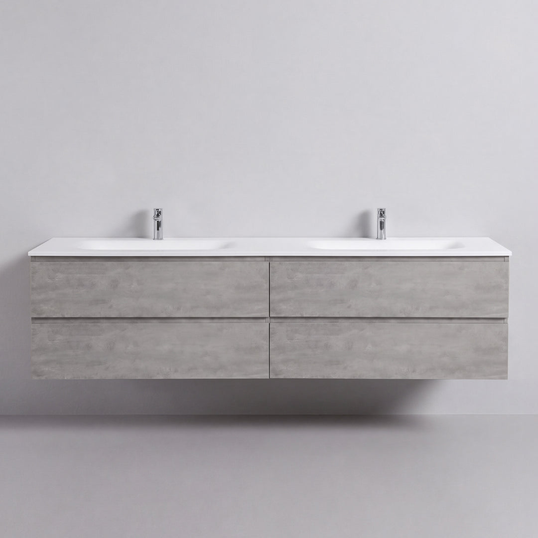 BAI Sonoma 84-inch Floating Bathroom Vanity with Matte White Double Sink