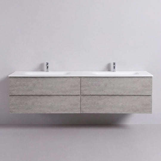 BAI Sonoma 84-inch Floating Bathroom Vanity with Matte White Double Sink