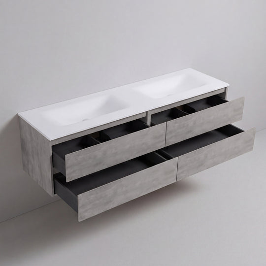 BAI Sonoma 84-inch Floating Bathroom Vanity with Matte White Double Sink