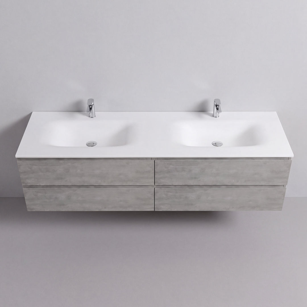 BAI Sonoma 84-inch Floating Bathroom Vanity with Matte White Double Sink