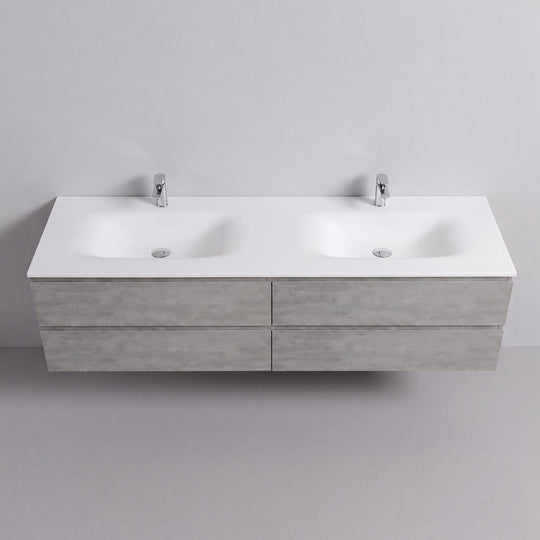 BAI Sonoma 84-inch Floating Bathroom Vanity with Matte White Double Sink