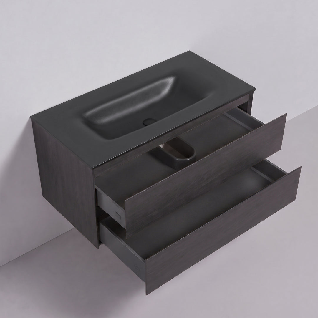 BAI Sonoma 42-inch Floating Bathroom Vanity with Matte Black Sink