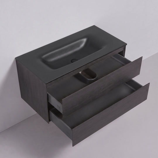 BAI Sonoma 42-inch Floating Bathroom Vanity with Matte Black Sink