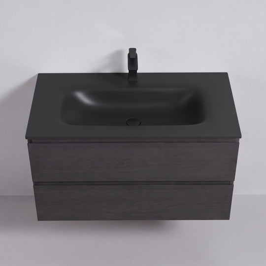 BAI Sonoma 42-inch Floating Bathroom Vanity with Matte Black Sink