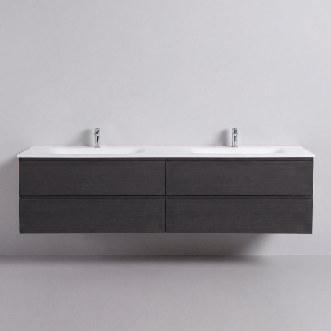 BAI Sonoma 84-inch Floating Bathroom Vanity with Matte White Double Sink