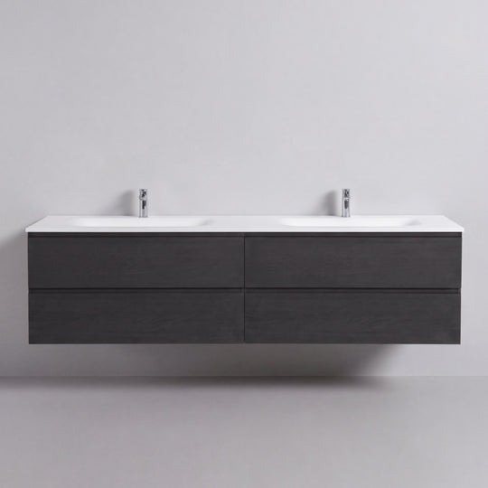 BAI Sonoma 84-inch Floating Bathroom Vanity with Matte White Double Sink