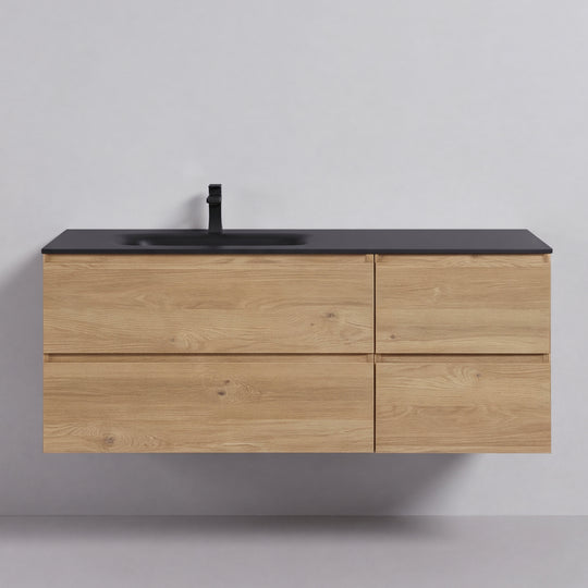 BAI Sonoma 52-inch Floating Bathroom Vanity with Matte Black Sink