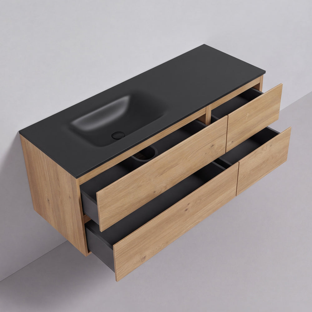 BAI Sonoma 52-inch Floating Bathroom Vanity with Matte Black Sink