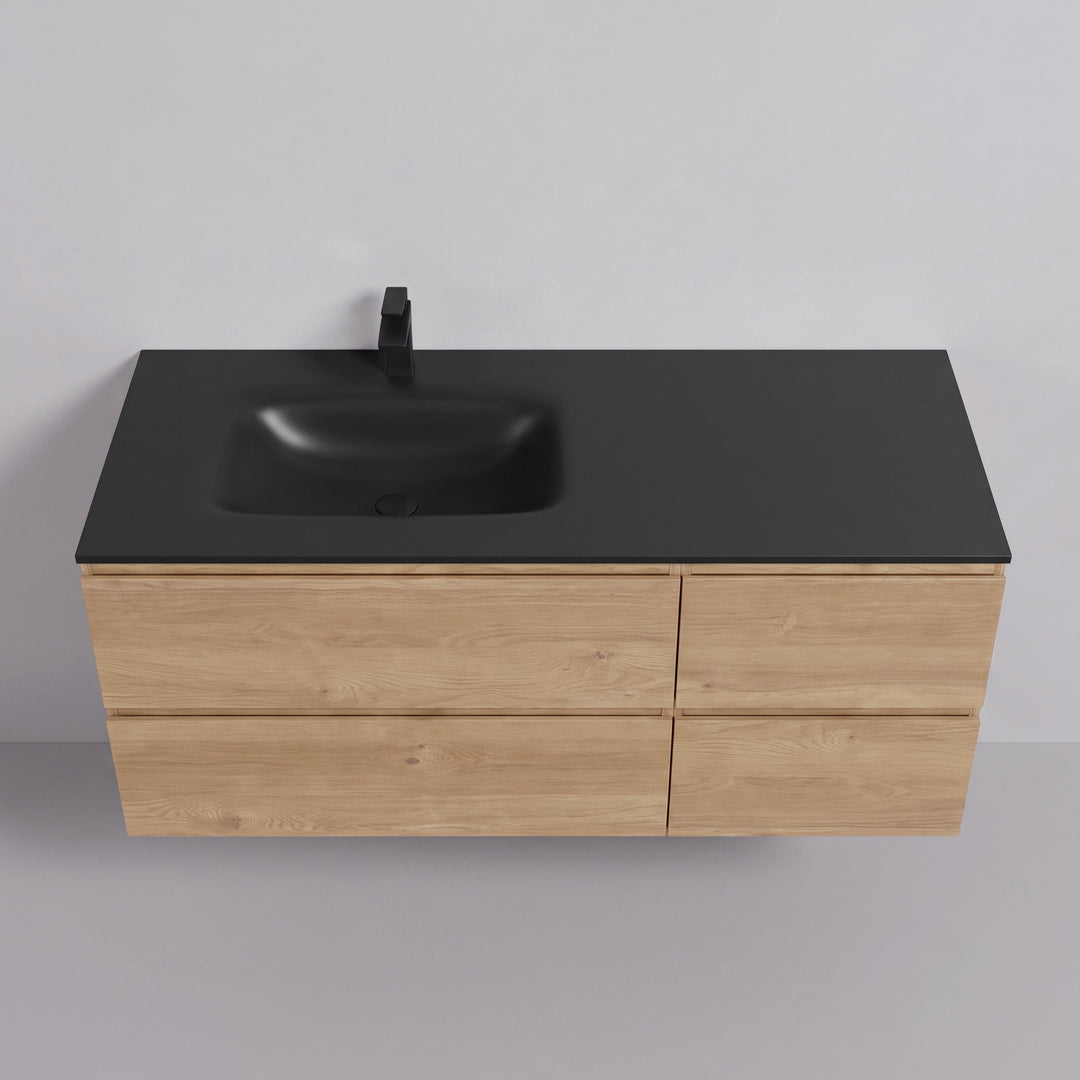 BAI Sonoma 52-inch Floating Bathroom Vanity with Matte Black Sink