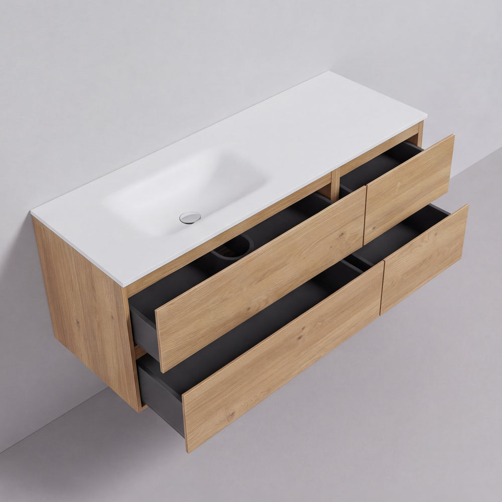 BAI Sonoma 52-inch Floating Bathroom Vanity with Matte White Sink