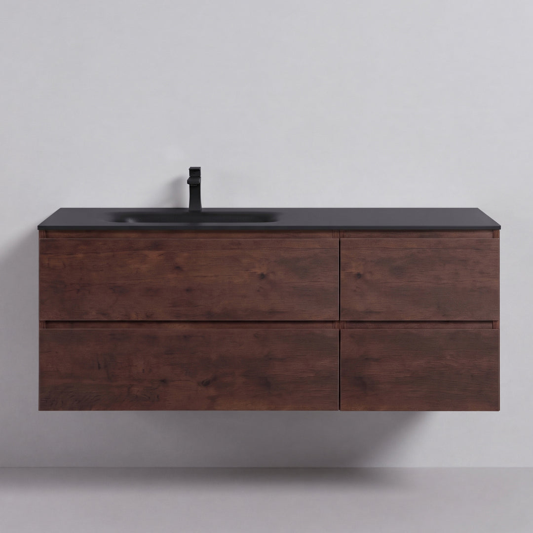 BAI Sonoma 52-inch Floating Bathroom Vanity with Matte Black Sink