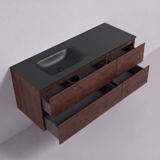 BAI Sonoma 52-inch Floating Bathroom Vanity with Matte Black Sink