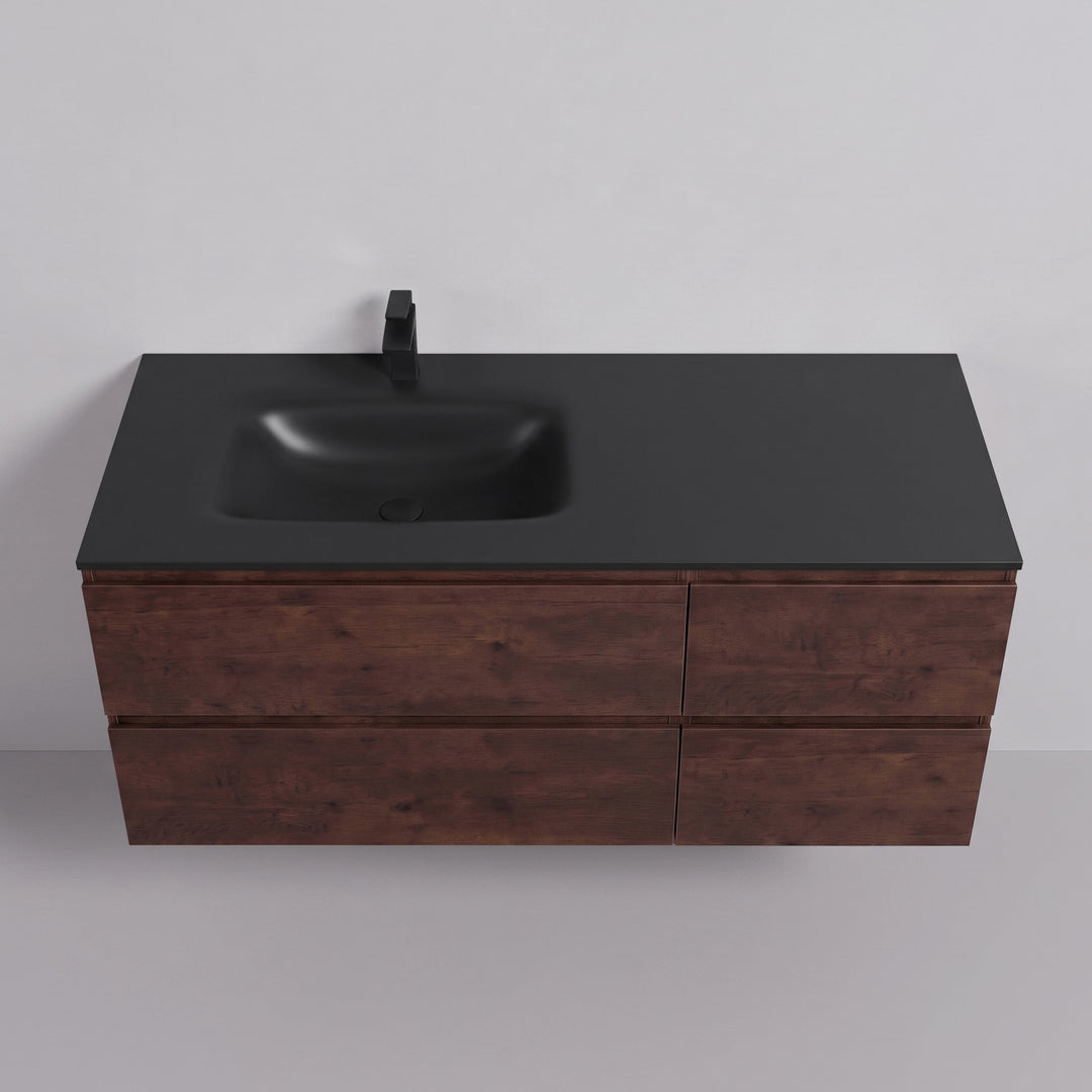 BAI Sonoma 52-inch Floating Bathroom Vanity with Matte Black Sink