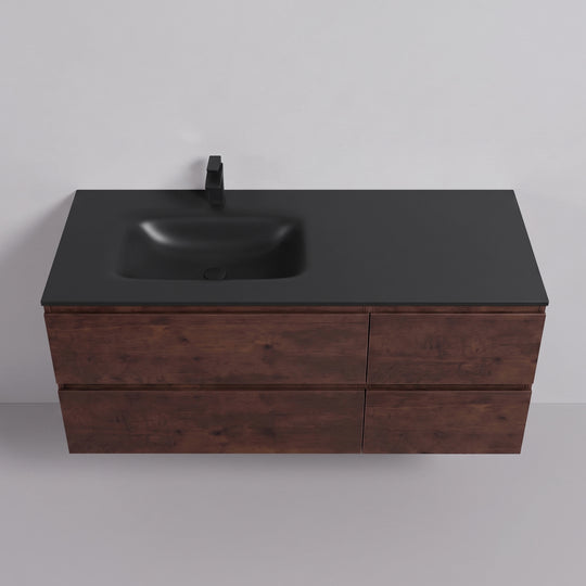 BAI Sonoma 52-inch Floating Bathroom Vanity with Matte Black Sink