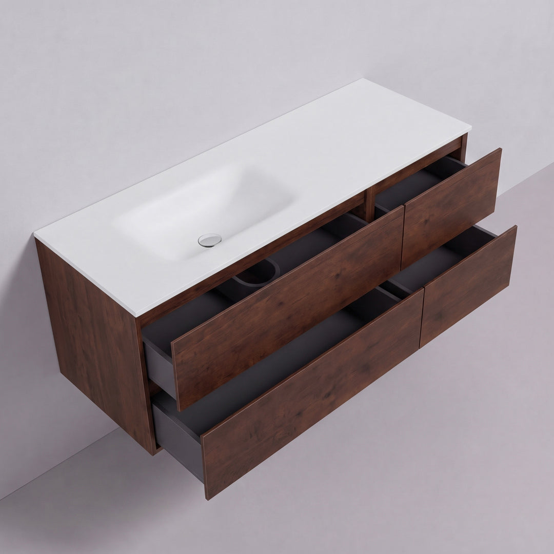 BAI Sonoma 52-inch Floating Bathroom Vanity with Matte White Sink