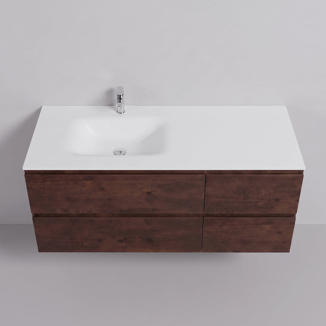 BAI Sonoma 52-inch Floating Bathroom Vanity with Matte White Sink