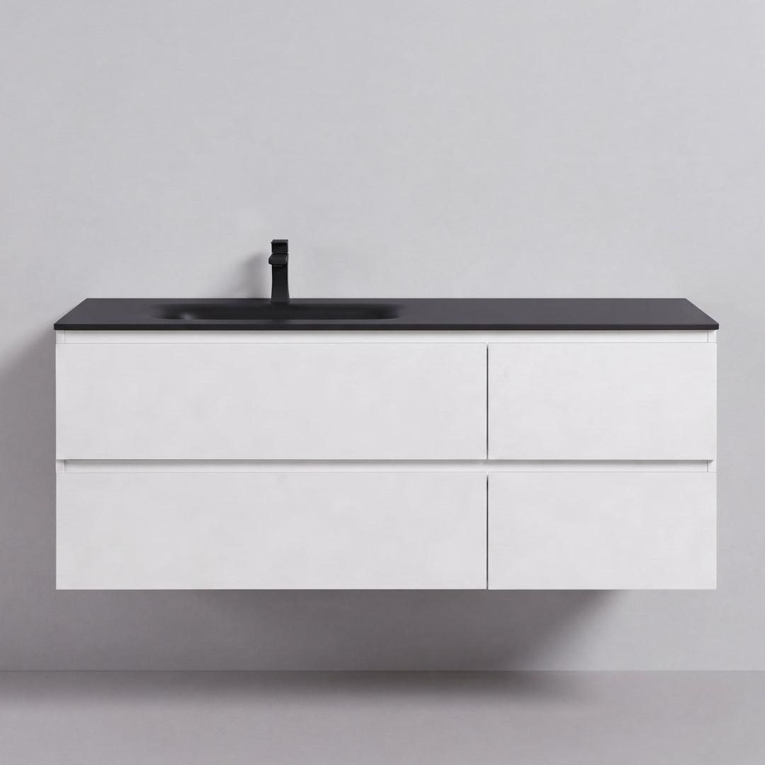 BAI Sonoma 52-inch Floating Bathroom Vanity with Matte Black Sink