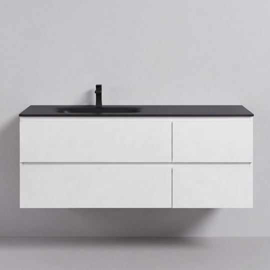 BAI Sonoma 52-inch Floating Bathroom Vanity with Matte Black Sink