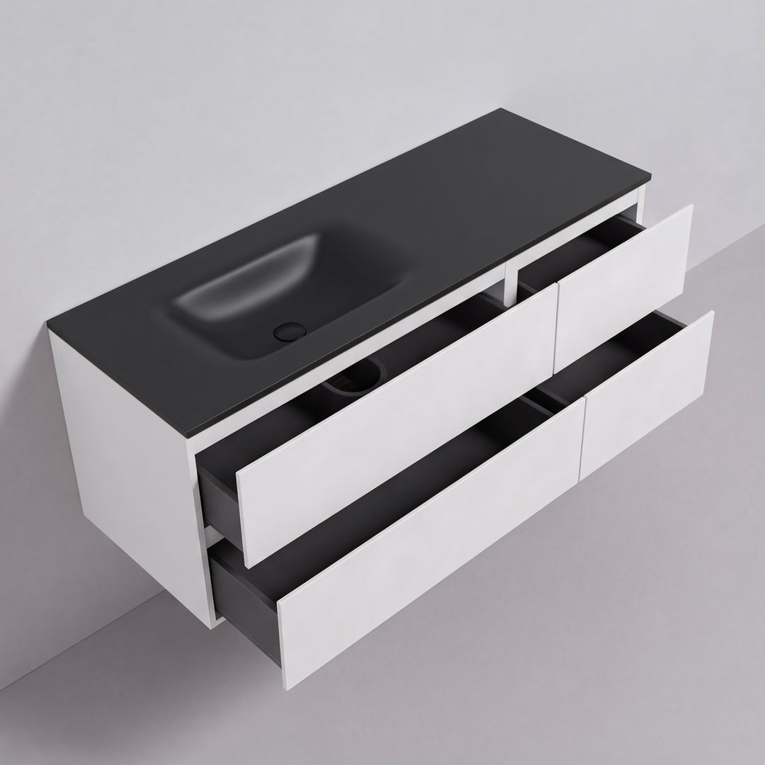 BAI Sonoma 52-inch Floating Bathroom Vanity with Matte Black Sink