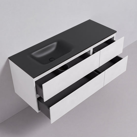 BAI Sonoma 52-inch Floating Bathroom Vanity with Matte Black Sink