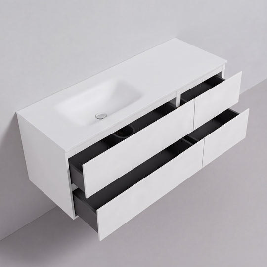 BAI Sonoma 52-inch Floating Bathroom Vanity with Matte White Sink