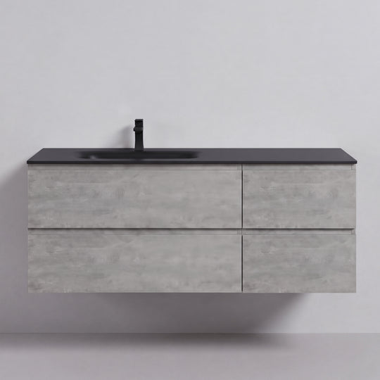 BAI Sonoma 52-inch Floating Bathroom Vanity with Matte Black Sink