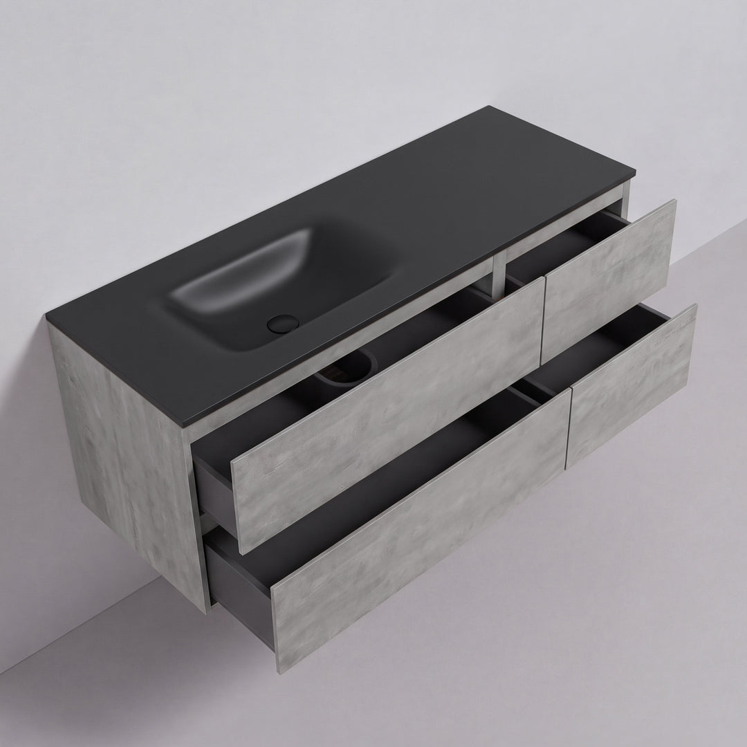 BAI Sonoma 52-inch Floating Bathroom Vanity with Matte Black Sink