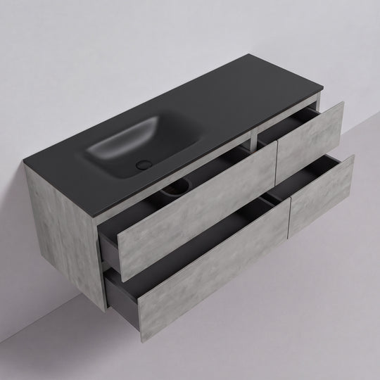 BAI Sonoma 52-inch Floating Bathroom Vanity with Matte Black Sink