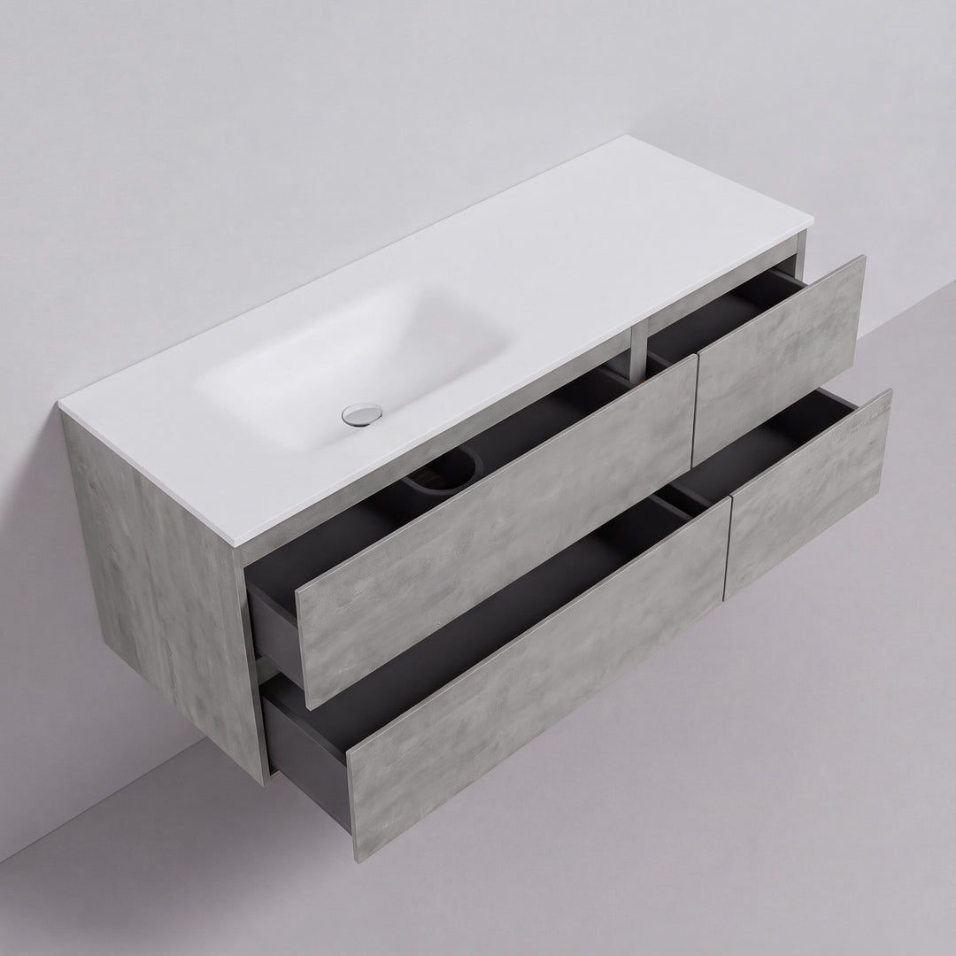 BAI Sonoma 52-inch Floating Bathroom Vanity with Matte White Sink