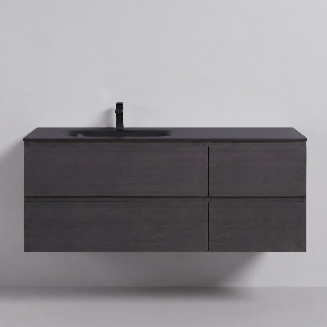 BAI Sonoma 52-inch Floating Bathroom Vanity with Matte Black Sink