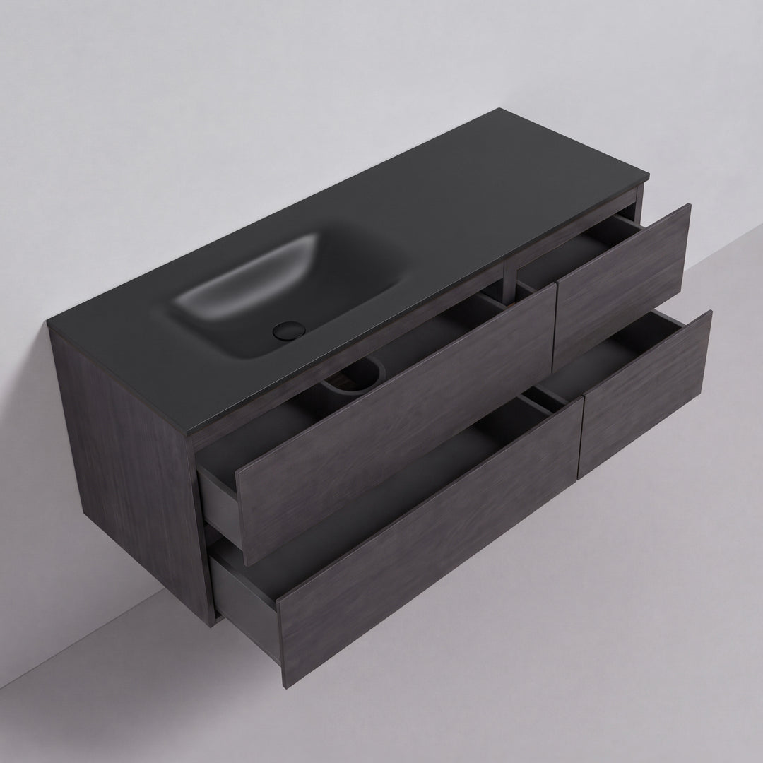 BAI Sonoma 52-inch Floating Bathroom Vanity with Matte Black Sink