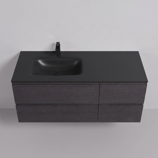 BAI Sonoma 52-inch Floating Bathroom Vanity with Matte Black Sink
